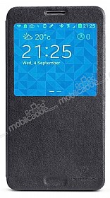 Nillkin Samsung N9000 Galaxy Note 3 Pencereli Kapakl Siyah Deri Klf