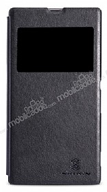 Nillkin Sony Xperia Z1 Pencereli Kapakl Siyah Deri Klf