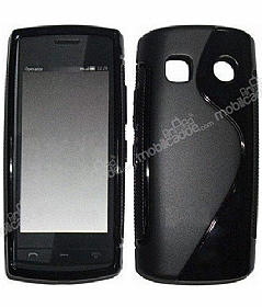 Nokia 500 Desenli Siyah Silikon Klf