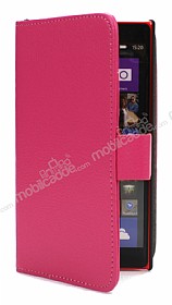 Nokia Lumia 1520 Standl Czdanl Pembe Deri Klf