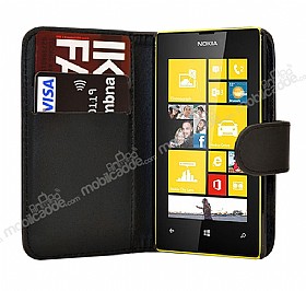 Nokia Lumia 520 / 525 Yan Czdanl Siyah Klf