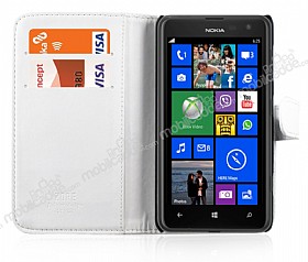 Nokia Lumia 625 Czdanl Beyaz Deri Klf