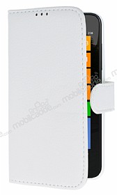 Nokia Lumia 630 Czdanl Yan Kapakl Beyaz Deri Klf
