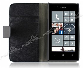 Nokia Lumia 720 Standl Czdanl Deri Siyah Klf