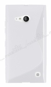 Nokia Lumia 730 Desenli effaf Beyaz Silikon Klf