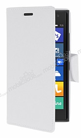 Nokia Lumia 735 Standl Czdanl Beyaz Deri Klf