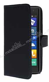Nokia Lumia 735 Czdanl Yan Kapakl Siyah Deri Klf