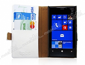 Nokia Lumia 920 Czdanl Standl Beyaz Deri Klf