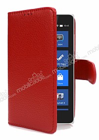Nokia X / X Plus Czdanl Yan Kapakl Krmz Deri Klf