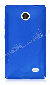 Nokia X / X Plus Desenli effaf Mavi Silikon Klf