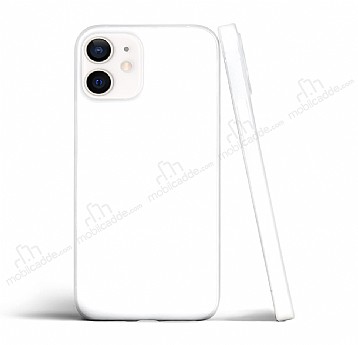 Nxe Unique Series iPhone 12 Mini 5.4 in Ultra nce Beyaz Silikon Klf