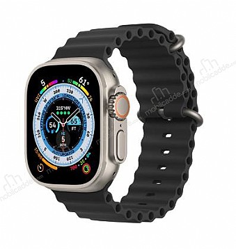 Ocean Apple Watch Ultra Siyah Silikon Kordon (49mm)