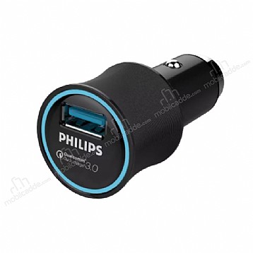 Philips USB QC3.0 Siyah Ara arj Aleti