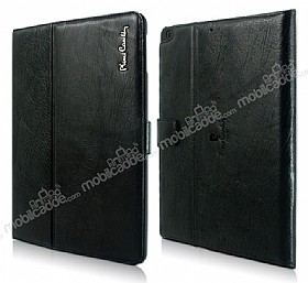 Pierre Cardin iPad Mini / Mini 2 / Mini 3 Standl Yan Kapakl Siyah Deri Klf