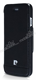Pierre Cardin iPhone 6 / 6S 360 Derece Dner Standl Kapakl Siyah Deri Klf