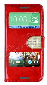PinShang HTC Desire 620 Pencereli Tal Standl Rugan Krmz Klf