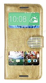 PinShang HTC Desire 820 Pencereli Tal Standl Rugan Gold Klf