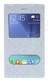 Pinshang Samsung Galaxy J7 / Galaxy J7 Core Pencereli Simli Beyaz Klf