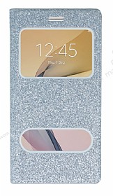 Pinshang Samsung Galaxy J7 Prime / J7 Prime 2 Pencereli Simli Silver Klf