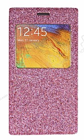 Pinshang Samsung N9000 Galaxy Note 3 Pencereli Simli Pembe Klf