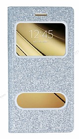 Pinshang Sony Galaxy C5 Pencereli Simli Silver Klf
