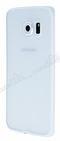 PIPILU Samsung Galaxy S6 Edge Beyaz Silikon Kenarl effaf Rubber Klf