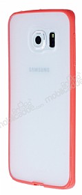 PIPILU Samsung Galaxy S6 Edge Neon Pembe Silikon Kenarl effaf Rubber Klf