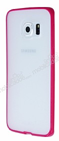 PIPILU Samsung Galaxy S6 Edge Pembe Silikon Kenarl effaf Rubber Klf