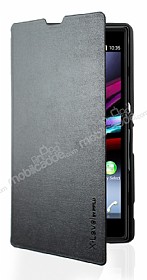 Pipilu Sony Xperia Z1 Standl nce Yan Kapakl Siyah Klf