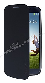 Pipilu Samsung i9500 Galaxy S4 Standl nce Yan Kapakl Siyah Deri Klf