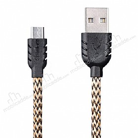 Remax Double Sided Micro USB Dayankl Halat Gold Data Kablosu 1m