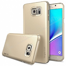Ringke Slim Samsung Galaxy Note 5 360 Kenar Koruma Gold Rubber Klf