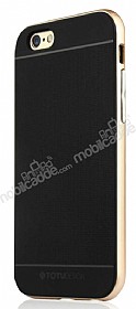 Totu Design Evoque iPhone 6 / 6S Gold Metalik Kenarl Siyah Silikon Klf