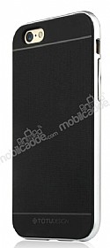 Totu Design Evoque iPhone 6 / 6S Silver Metalik Kenarl Siyah Silikon Klf