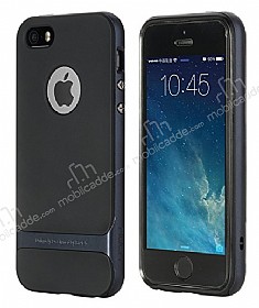 Rock Royce iPhone SE / 5 / 5S Lacivert Metalik Kenarl Silikon Klf