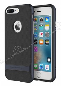 Rock Royce iPhone 7 Plus Lacivert Metalik Kenarl Siyah Silikon Klf