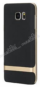 Rock Royce Samsung Galaxy Note 5 Gold Metalik Kenarl Siyah Silikon Klf