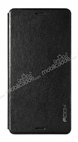 Rock Sony Xperia Z3 Compact nce Yan Kapakl Siyah Deri Klf