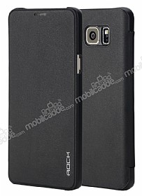 Rock Touch Samsung Galaxy Note 5 nce Yan Kapakl Siyah Deri Klf