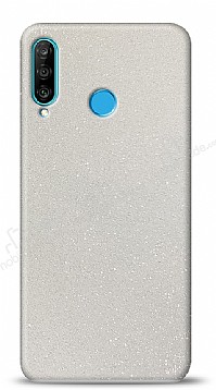 Dafoni Huawei P30 Lite Beyaz Parlak Simli Telefon Kaplama