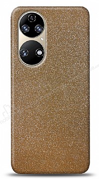 Dafoni Huawei P50 Gold Parlak Simli Telefon Kaplama