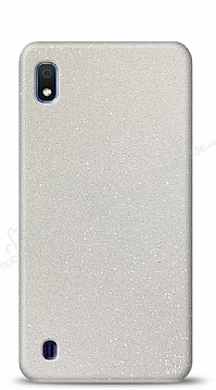 Dafoni Samsung Galaxy A10 Beyaz Parlak Simli Telefon Kaplama