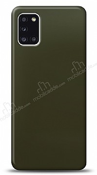 Dafoni Samsung Galaxy A31 Metalik Parlak Grnml Koyu Yeil Telefon Kaplama