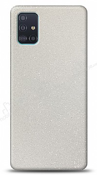 Dafoni Samsung Galaxy A51 Beyaz Parlak Simli Telefon Kaplama