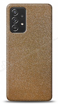 Dafoni Samsung Galaxy A52 Gold Parlak Simli Telefon Kaplama