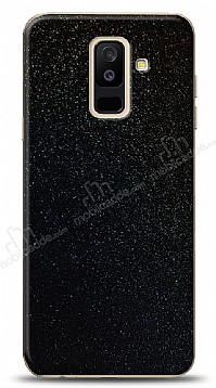 Dafoni Samsung Galaxy A6 Plus 2018 Siyah Parlak Simli Telefon Kaplama