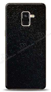 Dafoni Samsung Galaxy A8 2018 Siyah Parlak Simli Telefon Kaplama