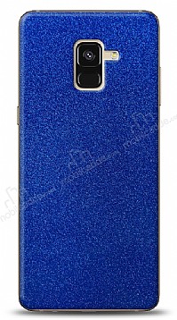 Dafoni Samsung Galaxy A8 Plus 2018 Mavi Parlak Simli Telefon Kaplama