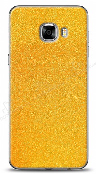 Dafoni Samsung Galaxy C5 Sarı Parlak Simli Telefon Kaplama