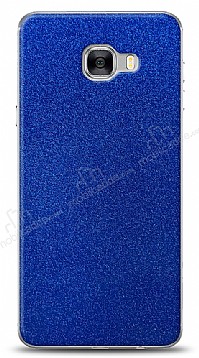 Dafoni Samsung Galaxy C7 Pro Mavi Parlak Simli Telefon Kaplama